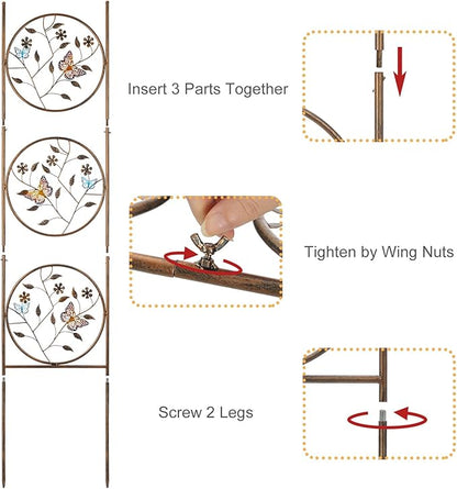 SUNNYPARK Set of 2 Butterfly Metal Garden Trellis for Climbing Plants, Decorative Vegetables Flowers Vine Trellis for Outdoor Patio 55'' H x 12.4'' W