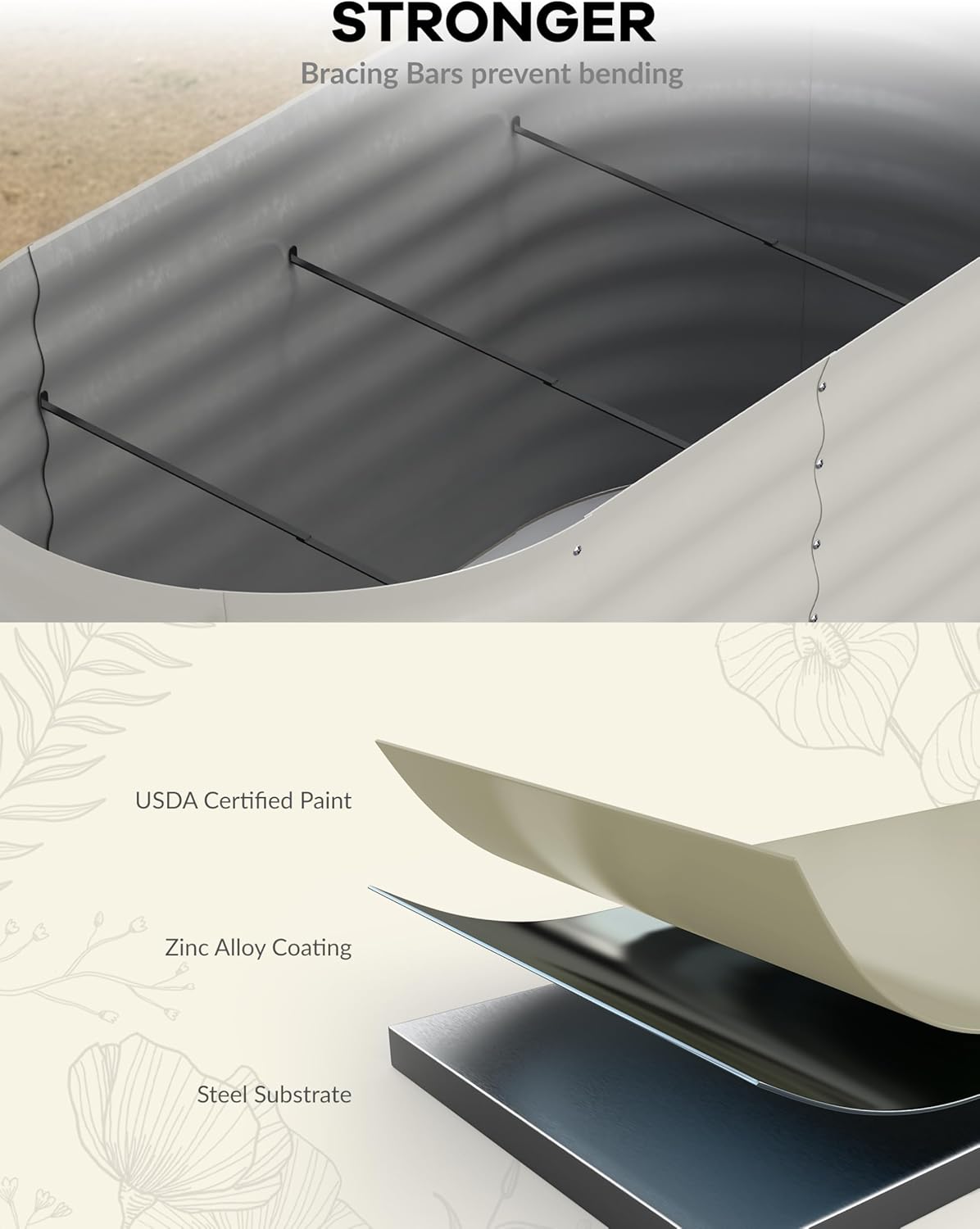 2 Pcs Raised Garden Beds Outdoor 6x3x2 ft - Galvanized Steel Planter Box for Vegetables, Flowers, Rust-Resistant Garden Box, Easy Assembly Raised Beds, Durable Planters for Outdoor Plants, Beige