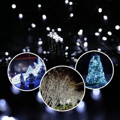 FULLBELL Fairy Lights Outdoor String Lights 33ft 100 LED with Memory Modes Controller, Extendable Christmas Lights Decorations for Wedding, Christmas, Party, Patio, Indoor Outdoor (White2)