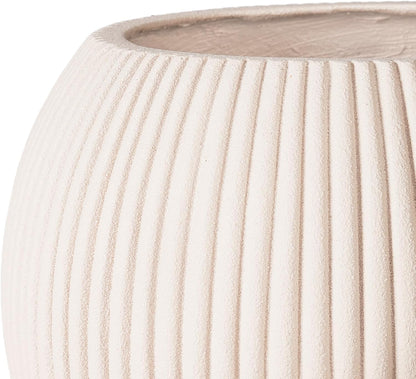 16 Inch Handmade Outdoor Planter - Classic Striped Design | Fiberglass & Composite Material | Durable for Commercial & Home Decor