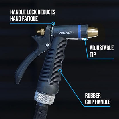 VIKING Hose Nozzle, Garden Hose Nozzle, Adjustable and Heavy Duty for Washing Car, Watering Plants, Washing Pets, and Home Use