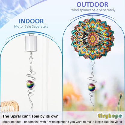 Gazing Ball Spiral Tail, Wind Spinner Stabilizer with Multi Color Sphere & Swivel Hook, Sun Catcher 11" Tail and 2" Stainless Steel Orb, Indoor Outdoor Garden Decor, Creative Gifts 13 inch