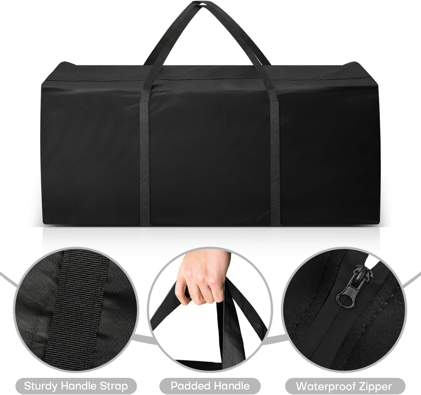 Outdoor Cushion Storage Bags 68 Inch Waterproof Extra-Large Patio Cushion Storage with Zipper & Padded Handle for Patio Furniture Christmas Tree