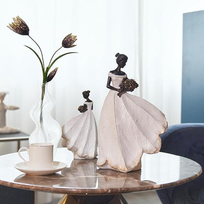 Guichifun Fairy Statue Collection Home Decoration - White Leaf Angel Girls Resin Home Decor for Outside or Inside Rustic Garden Outdoor Yard Decorations Figurines Memory Gift 7.5 x 4.5 x 11.5 Inch