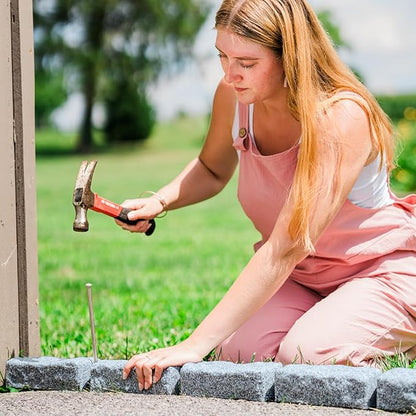 Beuta Landscape Edging | Garden Edging Border | Faux Stone Bricks for Lawn edging, Flower beds, Pathways & Yard Edging– 4 Packs | Each Section Has 6 Bricks 48"L x 4"W x 2.25"H | 12 Spikes |Greystone