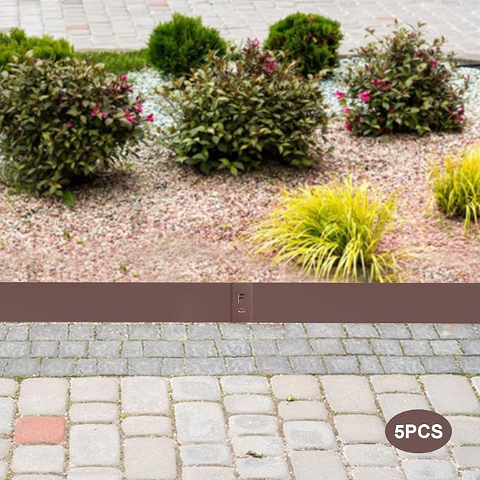 Steel Landscape Edging 5-Pack, 39" Metal Edging for Landscaping, Flexible Metal Landscaping Edging for Yard Pathway & Flower Beds – Lawn Edge for Garden Design, Paths and Patios