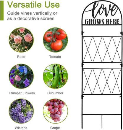 hogardeck 45 * 35 inch Metal Garden Trellis for Climbing Plants Flowers Outdoor,Heavy Duty,Black Coating Rustproof Trellis for Rose, Vegetable, Flowers, Perfect for Training Climbing Plants (1Pcs)