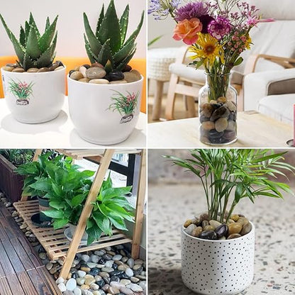 10LB High Polished Colorful River Rocks,1-2.2 Inch Mixed Color Pebbles for Garden Landscaping, Decorative River Rocks for Fish Tank, Aquarium, Vase Filling, Outdoor Decorative River Rocks