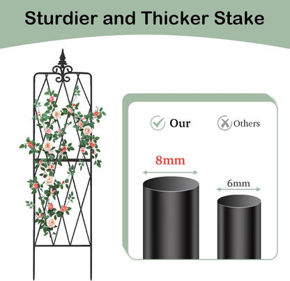 Garden Trellis for Climbing Plants Outdoor, 70"X18" Metal Trellises, Decorative Garden Fencing Flower Trellis with Durable Powder Coating for Vines Plant Rose, Vegetable Support, Black (2, Pattern-A)
