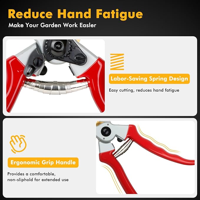 RESTMO 8.6" Professional Pruning Shears, Premium Titanium SKS5 Steel Blade, Forged Aluminum Handles for Durability & Long-Lasting Sharpness, Bypass Pruners for Gardening, Clippers & Scissor Tool