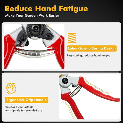 RESTMO 8.6" Professional Pruning Shears, Premium Titanium SKS5 Steel Blade, Forged Aluminum Handles for Durability & Long-Lasting Sharpness, Bypass Pruners for Gardening, Clippers & Scissor Tool