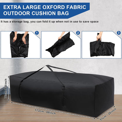 Silkfly 1 Pcs Patio Cushion Storage Bags 68" L x 30" W x 20" H Outdoor Cushion Storage Bag Extra Large Zippered Furniture Pillow Protective Storage Bag Black 420D Oxford Fabric Christmas Tree Storage
