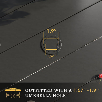 VICLLAX 5 Pieces Patio Dining Set for 4, Outdoor Furniture Set Includes 40.7" Round Patio Table and 4 Patio Stackable Chairs, Black Tabletop and Red Fabric