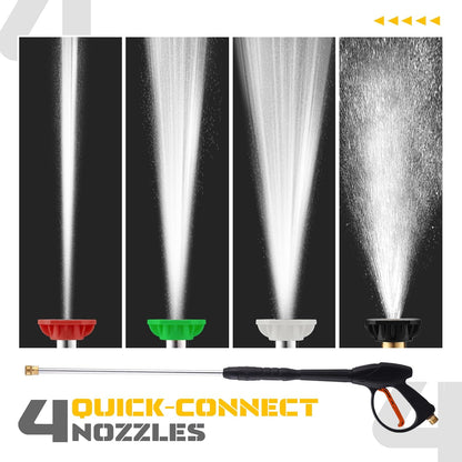 3500 PSI Gas Pressure Washer, 2.3 GPM High Power Washer with 209CC Engine, 25FT Hose, 4 Quick-Connect Nozzles, for Cleaning Walls, Vehicles, Gardens, Driveways, Concrete(Orange)