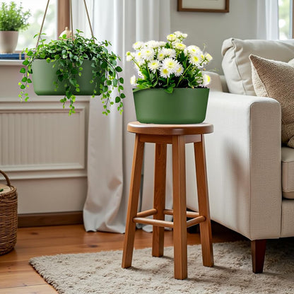 10.7 Inch Hanging Planter for Outdoor Indoor Plants，2 Pack Hanging Flower Pots with Drain Holes for Garden Home Decor Use (Dark Green)