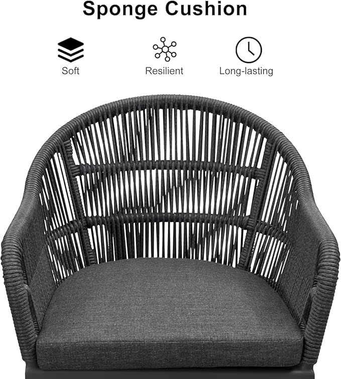 PURPLE LEAF 16 Pieces Patio Dining Set with Outdoor Aluminium Dining Table and Woven Chairs Modern Metal Furniture Cushions Sets for Garden Yard Indoor Decor Kitchen Gray