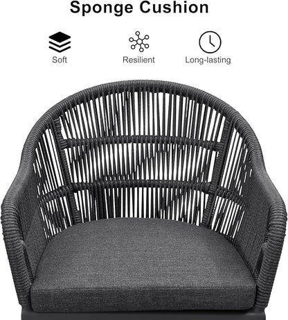 PURPLE LEAF 5 Pieces Patio Dining Set with Outdoor Aluminium Dining Table and Woven Chairs Modern Metal Furniture Cushions Sets for Garden Yard Indoor Decor Kitchen Gray