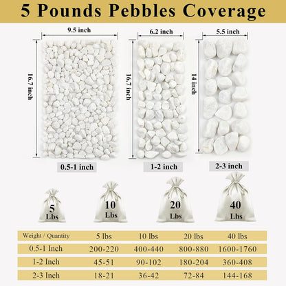 10 lbs White River Rocks for Garden, 0.5-1 Inch Pebbles for Indoor Plants, Decorative Stones for Landscaping, Succulent, Vases, Aquariums and Zen Garden