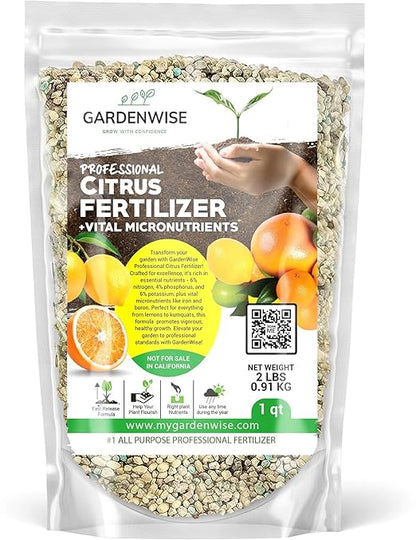 Professional Citrus Fertilizer + Vital Micronutrients; Perfect Balanced NPK for All Citrus; for Indoor and Outdoor Plants; Orange, Lime, Avocado and Lemon Tree Fertilizer (1 Quart)