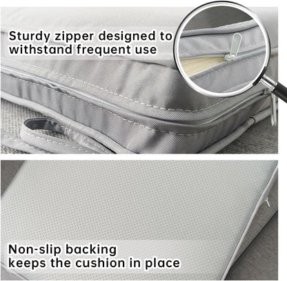 3-Pack Outdoor Patio Furniture Replacement Cushions Set–High-Elastic Sponge Cushions Fit 4-Piece Wicker Rattan Sofa, Loveseat & Chairs, 36x18x2 & 18x18x2, Waterproof, Fade-Resistant (Light gray)