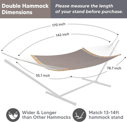 SUNCREAT Hammocks Outdoor Hammock with Spreader Bar, Poolside Portable Hammock for Outside with Carrying Bag, Coffee