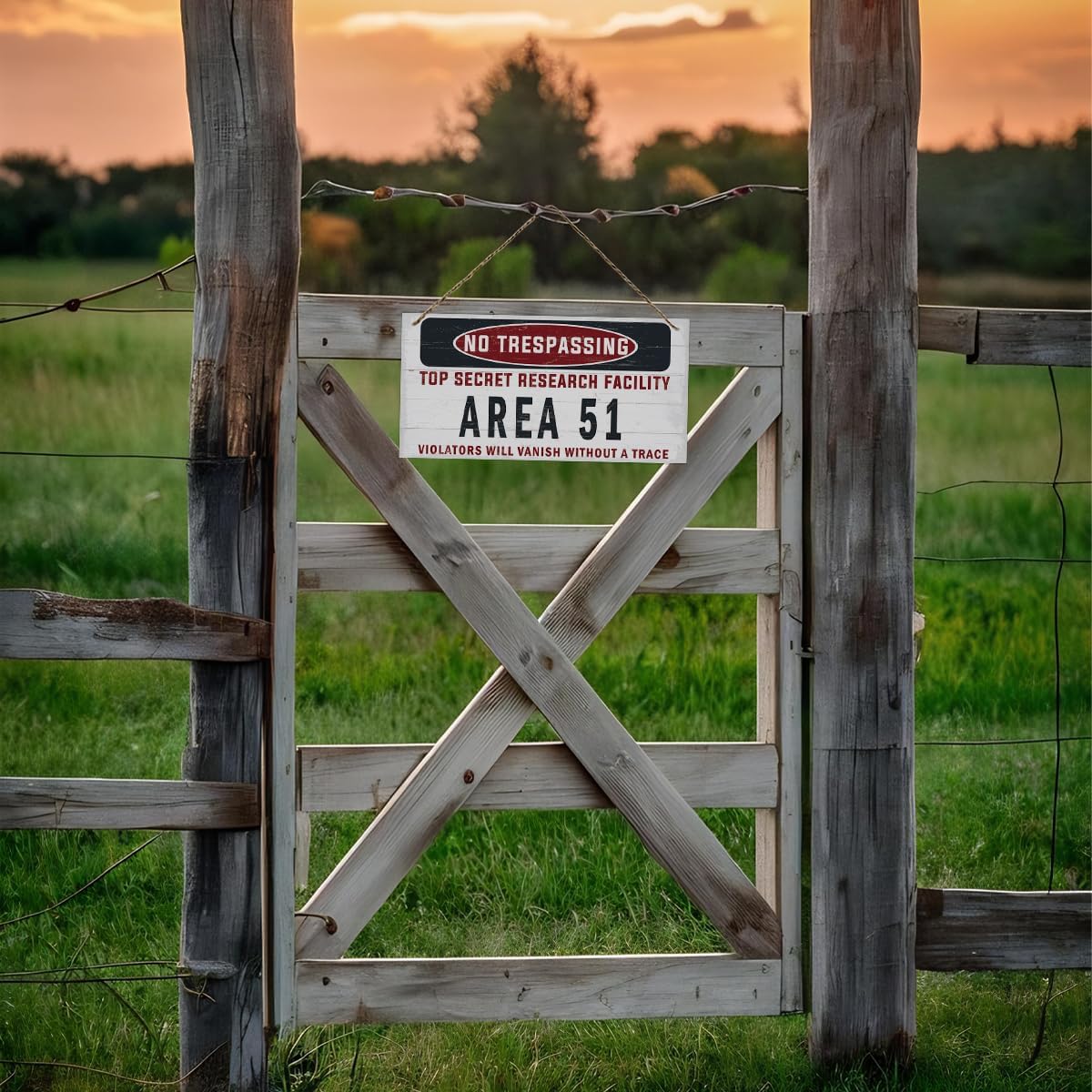 Warning Sign, Area 51 No Trespassing Warning Wood Plaque Sign, Funny Door Signs, Decorative Wood Hanging Suspension Plaque, Farmhouse Wooden Wall Decor