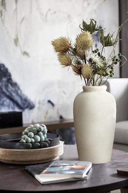 Decorative Ceramic Rustic vase,Tall vase for Minimalist Decoration,11" Large Vintage Vase for Home Decor,Centerpiece,Living Room,Enterway,White