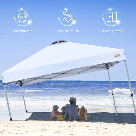 MASTERCANOPY Durable Pop-up Canopy Tent with 1 Sidewall (8'x8',White)