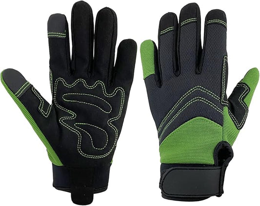 Synthetic Leather Spandex Mechanic Thorn Proof & Puncture Resistant Working Gloves with Touchscreen Support - Safety Work and Gardening Gloves for Men and Women