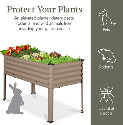 Best Choice Products 48x24x30in Galvanized Raised Garden Bed, Metal Elevated Planter Box, Vegetable Garden for Backyard, Patio, Balcony - Taupe