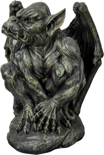 SKYFIRE Sitting Guardian Sculpture - 23.2" Large Silas The Sentry Gargoyle Gothic Statues, Concrete Indoor Outdoor Winged Gargoyle Halloween Figurines for Garden, Lawn, Backyard, Office, Home Decor