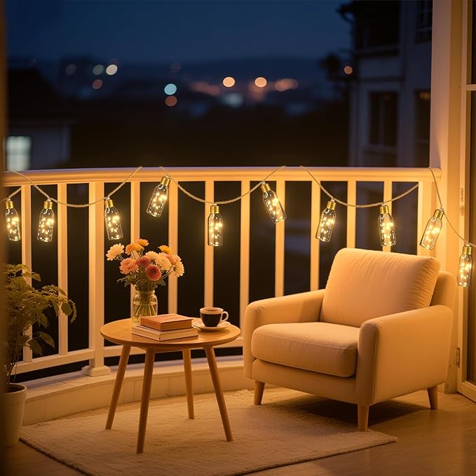 SoulBay LED String Lights with Remote, 19.7 FT Outdoor Waterproof USB Rechargeable Rope Lights, Timer Function for Patio, Camping, Indoor Yard, Christmas Decor