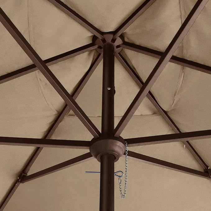 EliteShade USA 10-Year-Non-Fading 6.5x10Ft Rectangular Market Umbrella Patio Umbrella Outdoor Table Umbrella with Ventilation（Hrather Beige）