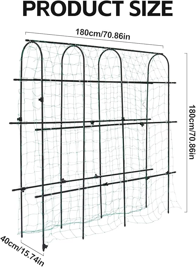 6×6 Feet Garden Trellis for Climbing Plant, Kalolary Large Garden Cucumber Trellis U-Frame Vegetable Beans Fruit Grow Trellises Rustproof Metal Plant Climbing Support for Indoor Outdoor Vine Stand