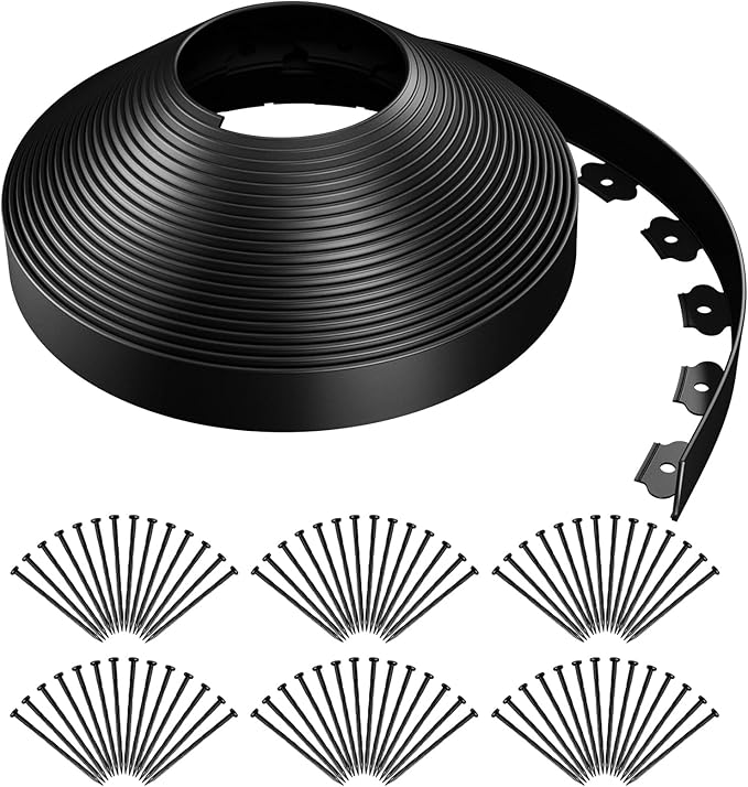 AGTEK Garden Edging 92FT Landscape Edging Kit 2 Inch Height Plastic Garden Border No Dig Lawn Border for Yard Flower Bed with 84 Stakes