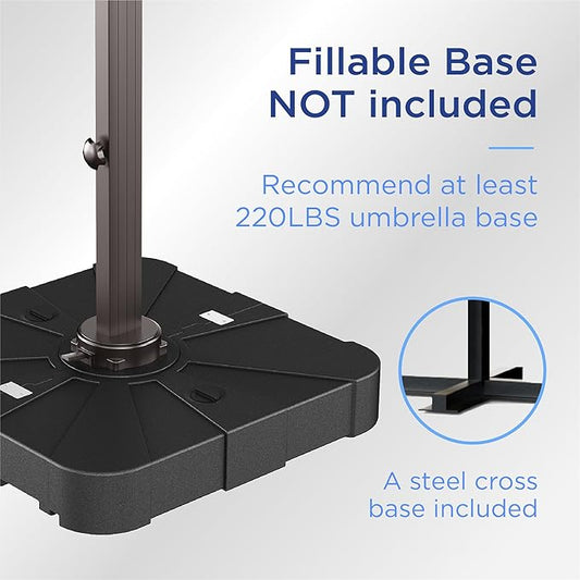 10' X 13' Patio Umbrella Outdoor Large Rectangle Offset Cantilever Umbrellas Double Top Heavy Duty Windproof with 360-degree Rotation for Pool Garden Deck