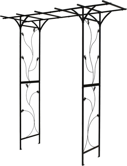 Steel Garden Arch, 7'2" High x 6'6" Wide, Garden Arbor for Various Climbing Plant, Outdoor Garden Lawn Backyard