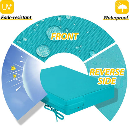 AAAAAcessories Outdoor Seat Cushions for Chairs, Waterproof, Fade-Resistant Patio Furniture Replacement Cushions, 20" x 18" x 3", Set of 2, Turquoise Blue