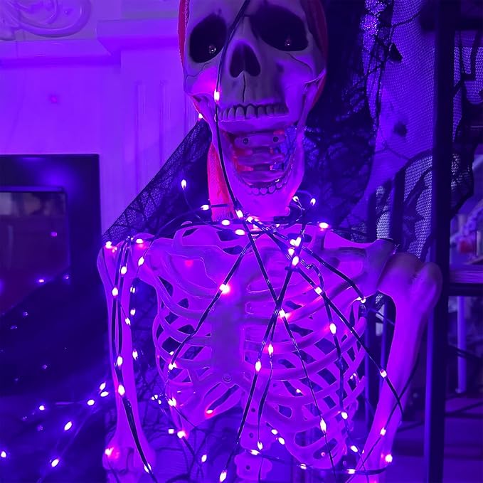 WATERGLIDE Extra Long 328 FT Halloween Lights, 1000 LED Outdoor Fairy String Light, Green PVC Copper Wire Christmas Lights, Plug in 8 Modes & Waterproof for Tree Party Home Yard Decor, Purple