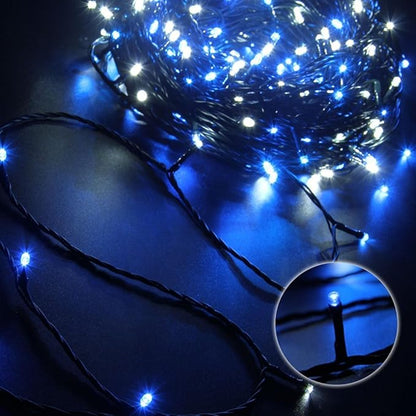 Fairy Lights Outdoor String Lights 33ft 100 LED with Memory Modes Controller, Extendable Christmas Lights Decorations for Wedding, Christmas, Valentine, Party, Patio, Indoor Outdoor (Black Wire -Blue)