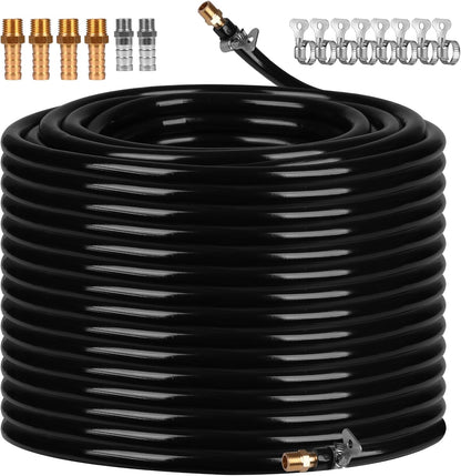 3/8 Inch Self Sinking Aeration Hose, 100 Feet Weighted Pond Aerator Hose Kit 8 Stainless Steel Hose Clamps and 4 Menders for Pond and Lake Aeration
