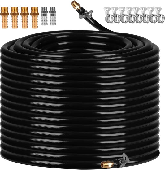 3/8 Inch Self Sinking Aeration Hose, 100 Feet Weighted Pond Aerator Hose Kit 8 Stainless Steel Hose Clamps and 4 Menders for Pond and Lake Aeration