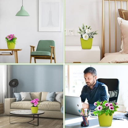 5 inch Self Watering Planters for Indoor Plants 3 Pack Plastic African Violet Self Watering Flower Pots with Water Level Indicator for Herb House Plant Planting