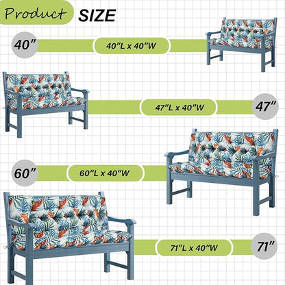 Swing Replacement Cushions with Backrest, 2 or 3 Seater Waterproof Non-Slip Overstuffed Swing Pad, Indoor/Outdoor Bench Cushion for Porch Chair Swings Garden Furniture (Summer, 40 * 60 in)