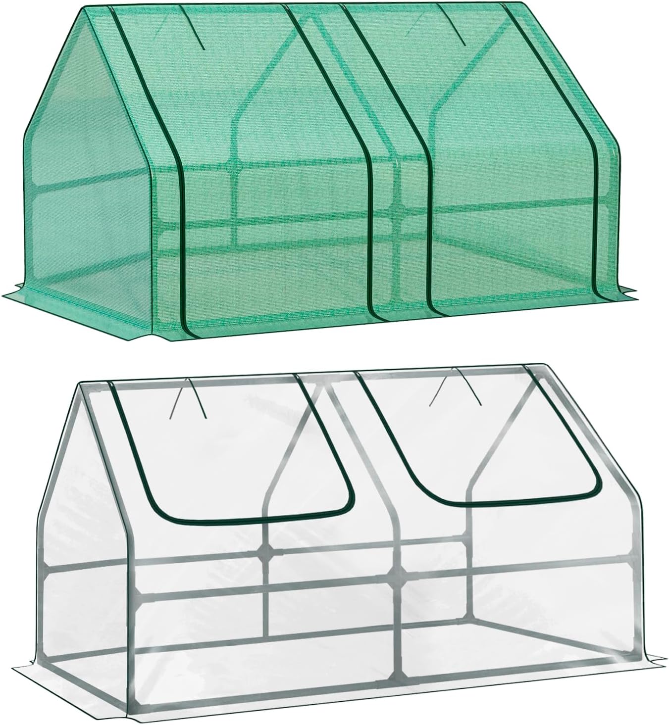 BPS 6x3x3 ft Mini Garden Greenhouse with Dual Covers (PE & PVC) Waterproof, UV-Protected Portable Grow Tent for Flowers, Vegetables, and Herbs in All Seasons