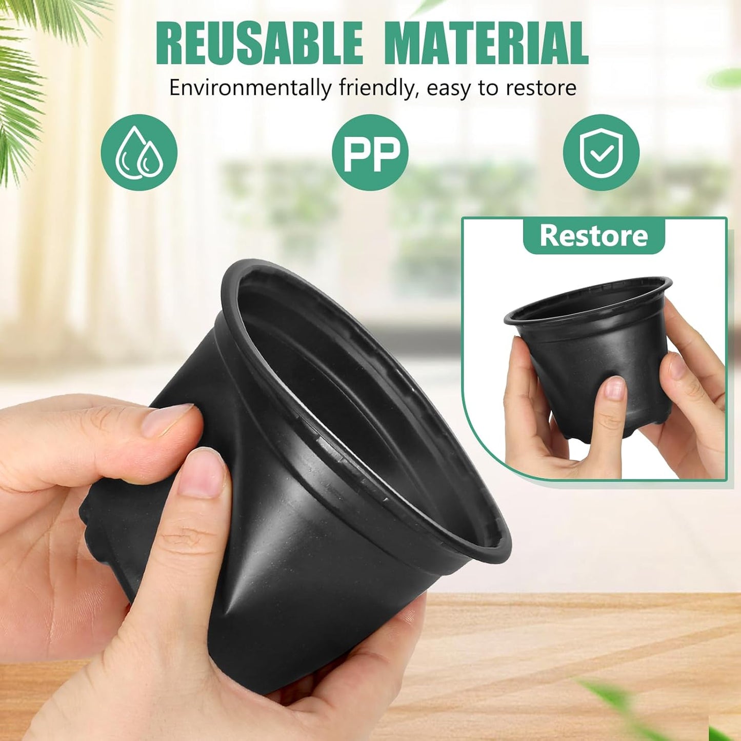 60 Pack 3 Inch Nursery Pots for Plants, Plastic Seeds Starter Pots with Drainage Holes, Small Plastic Plant Nursery Pots for Succulents Seedling Cutting Transplanting (60, 3 Inch)