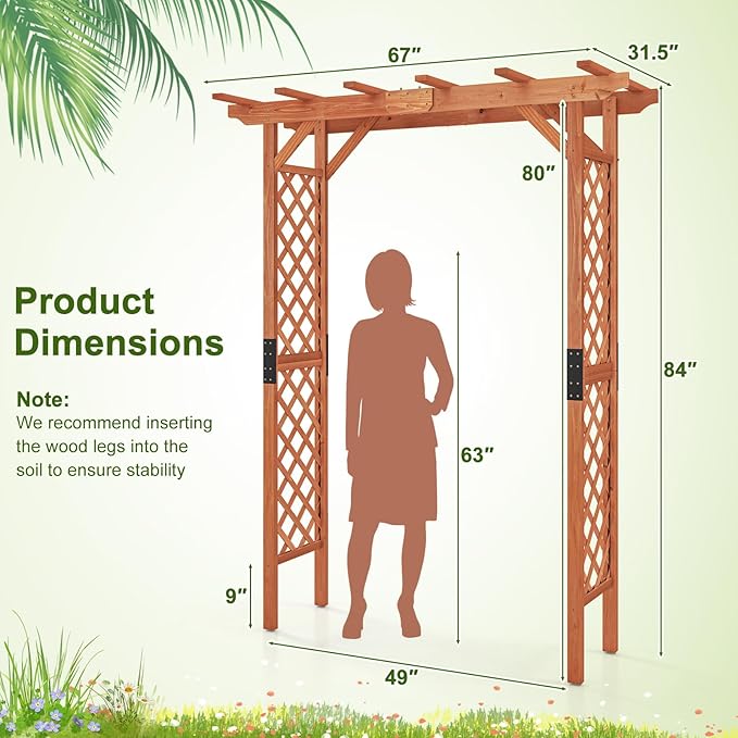 Giantex 7FT Wood Garden Arbor Trellis, Wedding Arch for Outdoor Patio Birthday Bridal Party Prom Decoration, Garden Trellis Pergola Arbor for Climbing Plant Rose Vines
