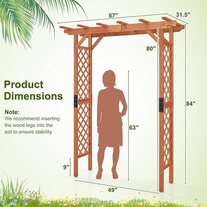 Giantex 7FT Wood Garden Arbor Trellis, Wedding Arch for Outdoor Patio Birthday Bridal Party Prom Decoration, Garden Trellis Pergola Arbor for Climbing Plant Rose Vines