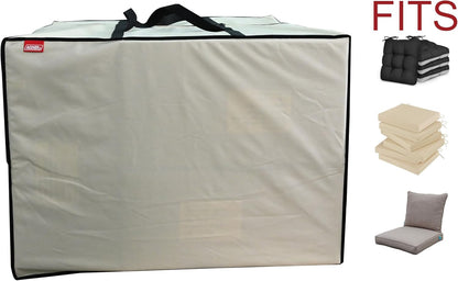 Outdoor Square Cushion/Cover Storage Bag, Protective Zippered Storage Bags with Handles, 32''L x 32''W x 24''H Beige