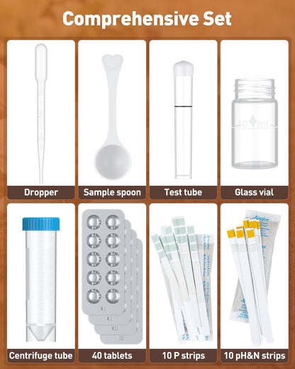 Pawfly 4 in 1 Soil Test Kit for pH, Nitrogen, Phosphorus & Potassium, 40 Tests Soil Testing Kit for Lawn Garden Yard Farm, Accurate Soil pH Test Kit for Vegetable Flower Grass Indoor & Outdoor Plants